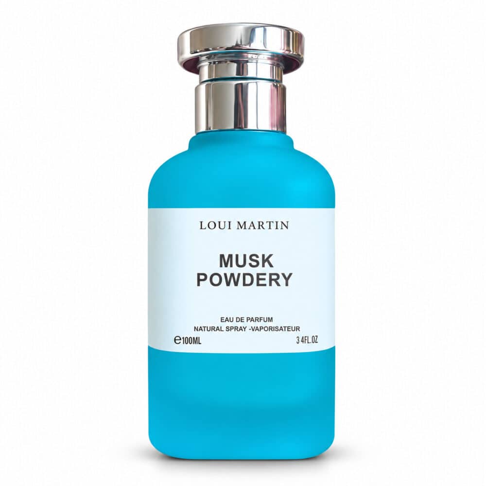 Flacon Musk Powdery Loui Martin 100 ml sur fond blanc