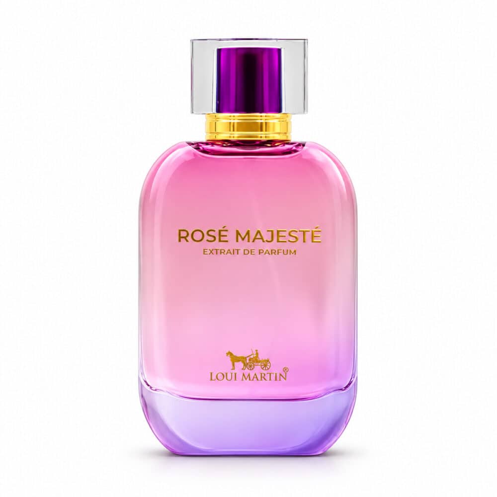 Flacon Rosé Majesté Loui Martin 100 ml sur fond blanc
